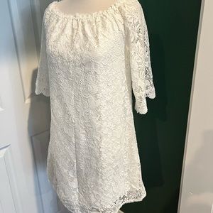 White in or off shoulder dress